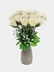 Белый искусственные цветы розы, букет 16 голов