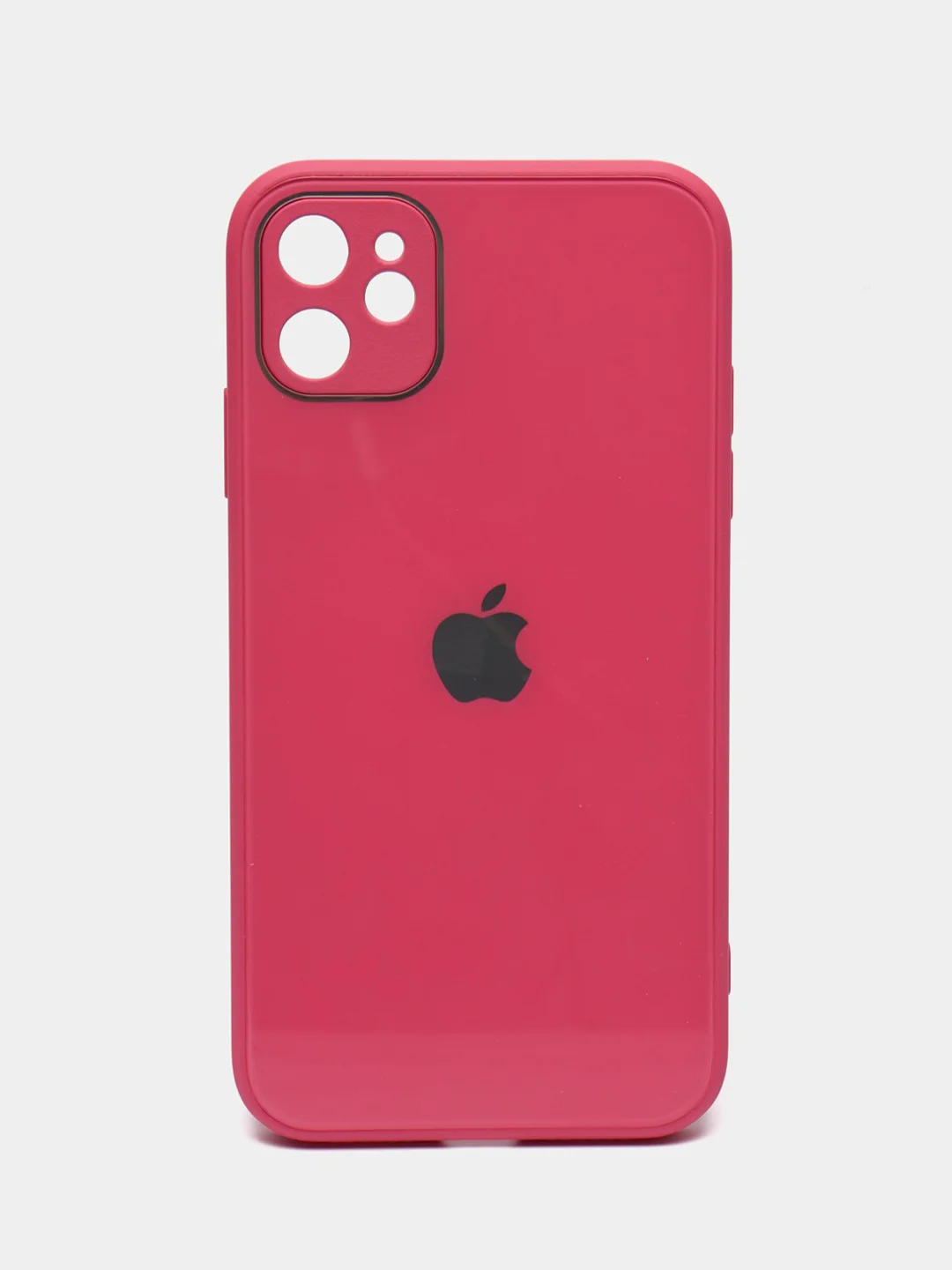 Тёмно-розовый чехол для iPhone 11, 12, 13, 12 Pro Max, 12 Pro, силиконовый, со стеклянной панелью