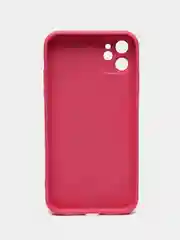 Тёмно-розовый чехол для iPhone 11, 12, 13, 12 Pro Max, 12 Pro, силиконовый, со стеклянной панелью
