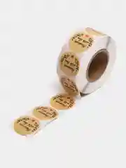 Горчичный наклейки круглые handmade для упаковки, этикетки "Handmade with love", "Thank you" d=2,5см