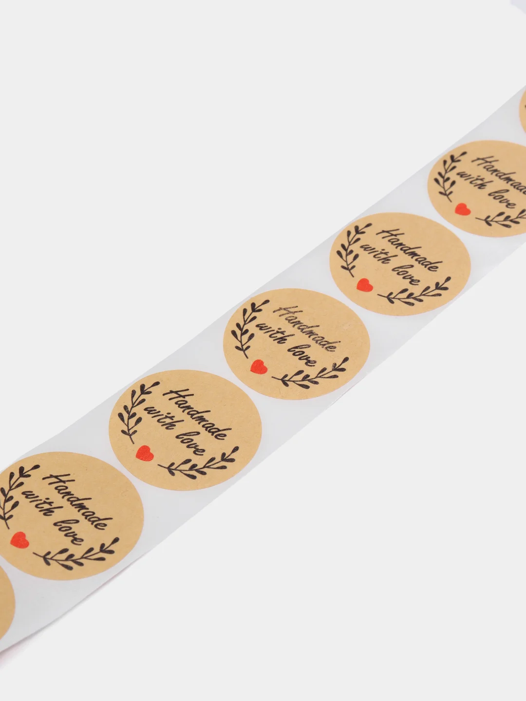 Горчичный наклейки круглые handmade для упаковки, этикетки "Handmade with love", "Thank you" d=2,5см