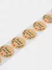 Горчичный наклейки круглые handmade для упаковки, этикетки "Handmade with love", "Thank you" d=2,5см