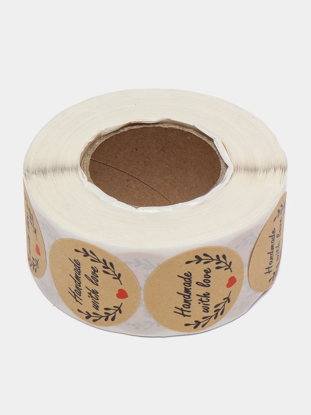 Горчичный наклейки круглые handmade для упаковки, этикетки "Handmade with love", "Thank you" d=2,5см