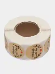 Горчичный наклейки круглые handmade для упаковки, этикетки "Handmade with love", "Thank you" d=2,5см