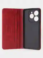 Красный чехол-книжка для Tecno Spark 20 Pro (4G) из высококачественной кожи