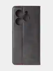 Черный чехол-книжка для Tecno Spark 20 Pro (4G) из высококачественной кожи