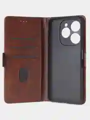 Терракотовый чехол-книжка для Tecno Spark 20 Pro (4G) из высококачественной кожи