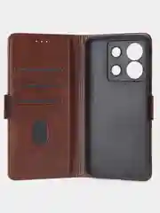 Терракотовый чехол-книжка для Xiaomi Redmi Note 13 Pro (5G) / Poco X6 (5G) из высококачественной кожи