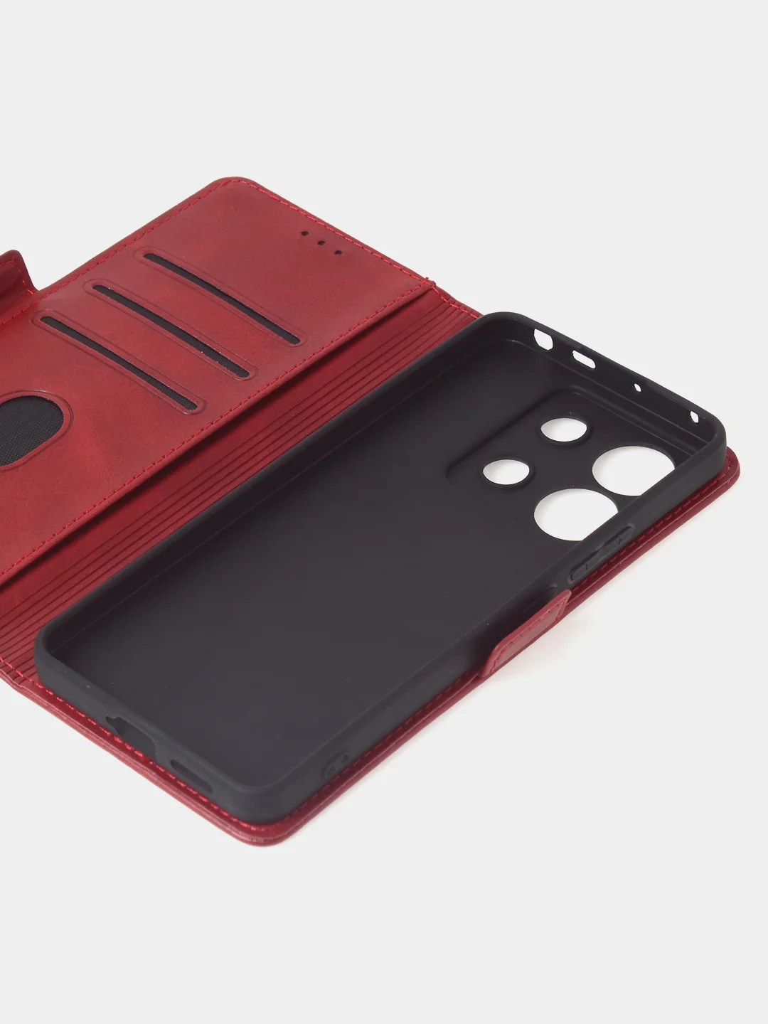 Алый чехол-книжка для Xiaomi Redmi Note 13 Pro (5G) / Poco X6 (5G) из высококачественной кожи