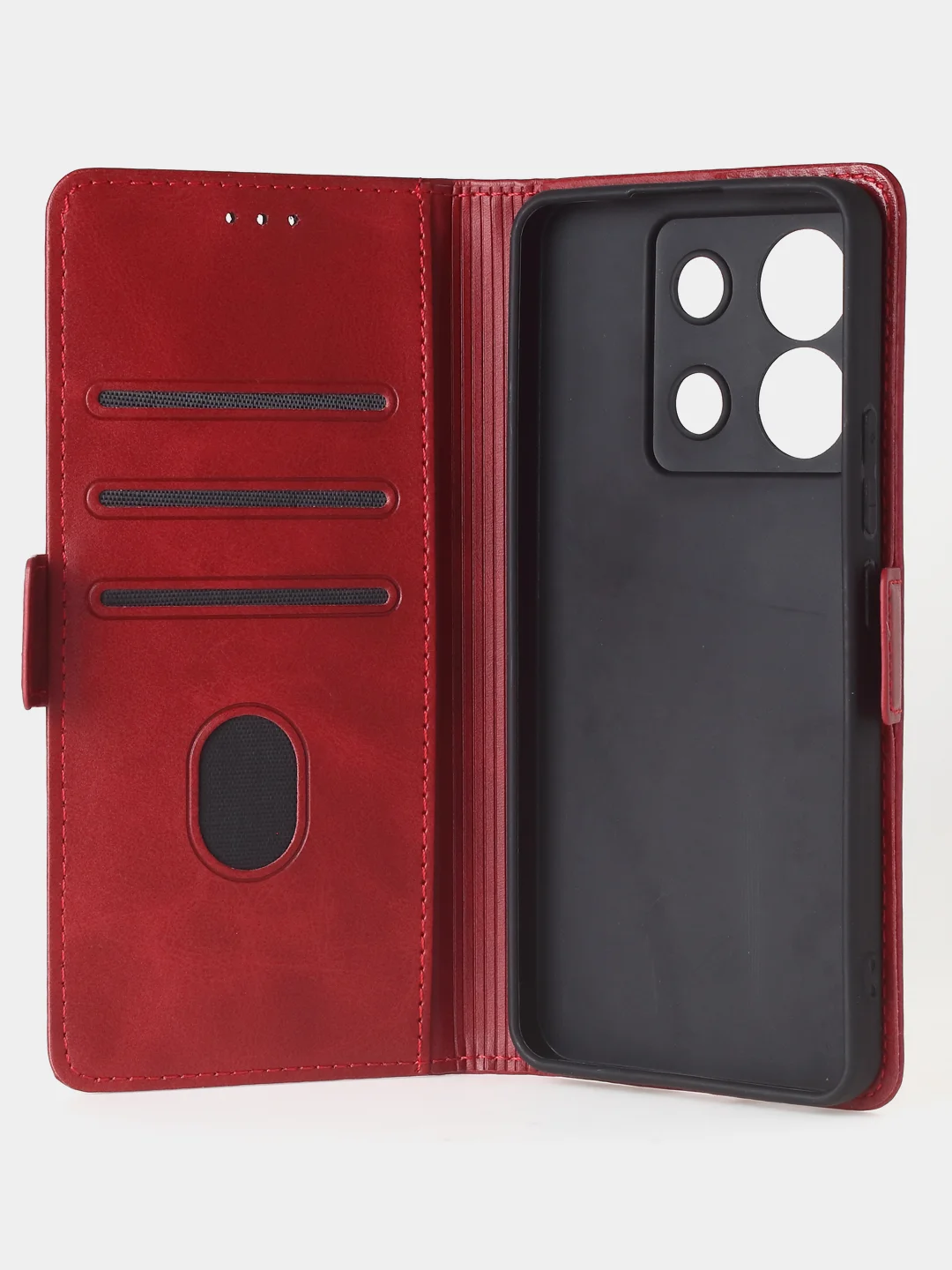 Алый чехол-книжка для Xiaomi Redmi Note 13 Pro (5G) / Poco X6 (5G) из высококачественной кожи