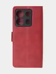 Алый чехол-книжка для Xiaomi Redmi Note 13 Pro (5G) / Poco X6 (5G) из высококачественной кожи