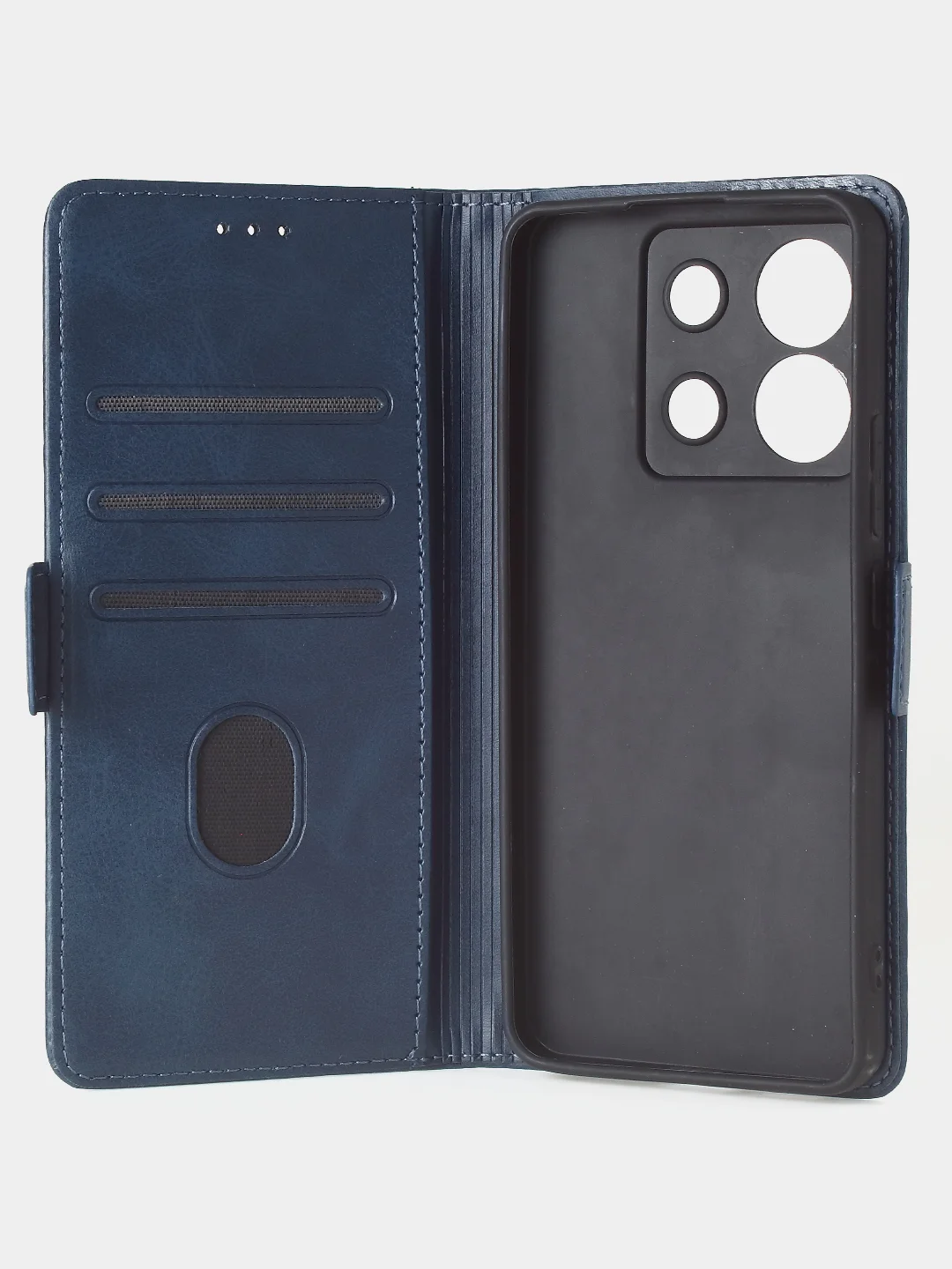 Темно-синий чехол-книжка для Xiaomi Redmi Note 13 Pro (5G) / Poco X6 (5G) из высококачественной кожи