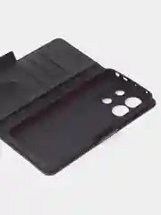 Угольный чехол-книжка для Xiaomi Redmi Note 13 Pro (5G) / Poco X6 (5G) из высококачественной кожи