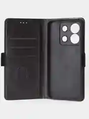 Угольный чехол-книжка для Xiaomi Redmi Note 13 Pro (5G) / Poco X6 (5G) из высококачественной кожи