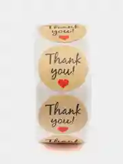 Карамельный наклейки круглые handmade для упаковки, этикетки "Handmade with love", "Thank you" d=2,5см