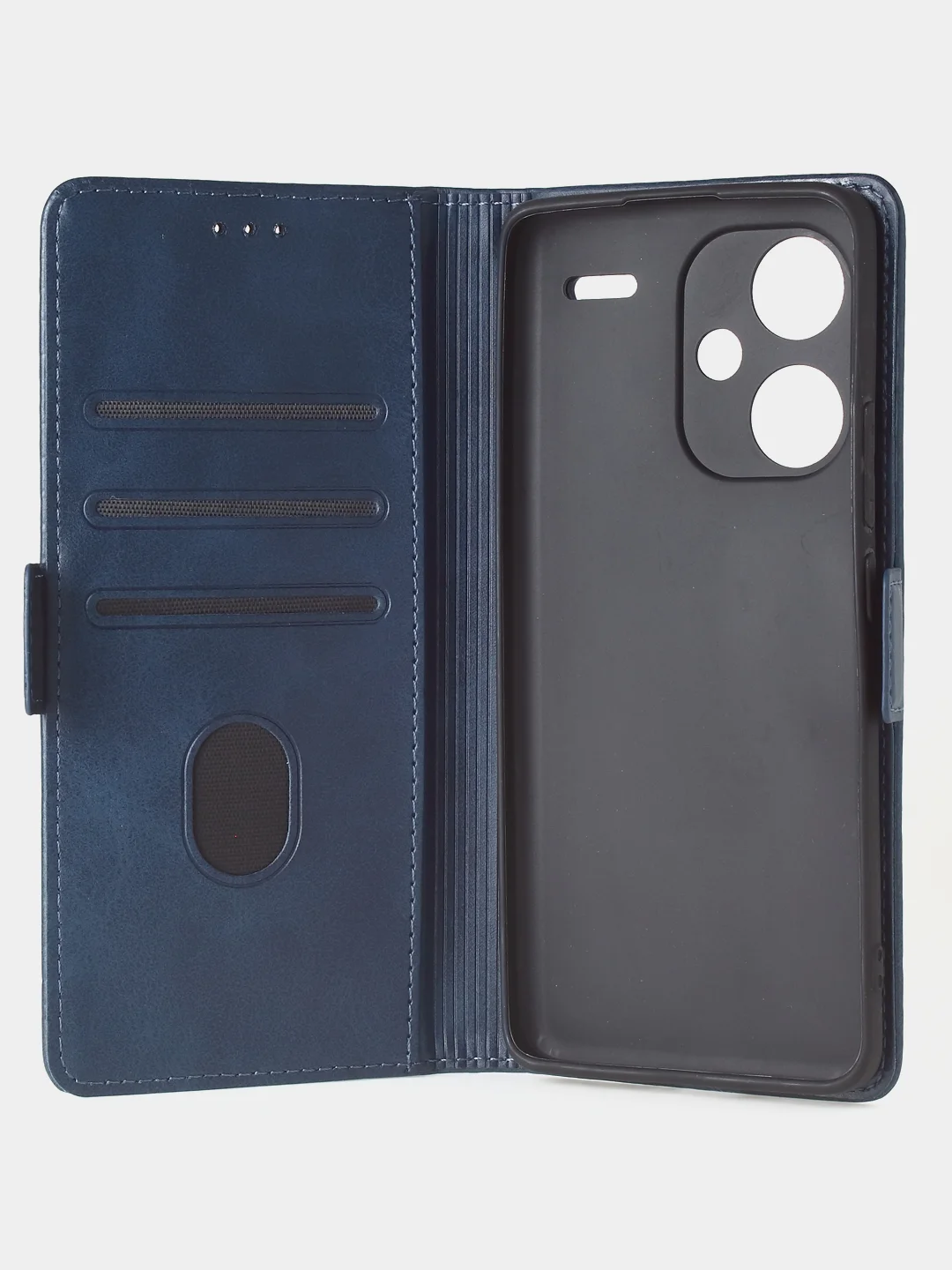 Темно-синий чехол-книжка GQ Lite для Xiaomi Redmi Note 13 Pro Plus из высококачественной кожи