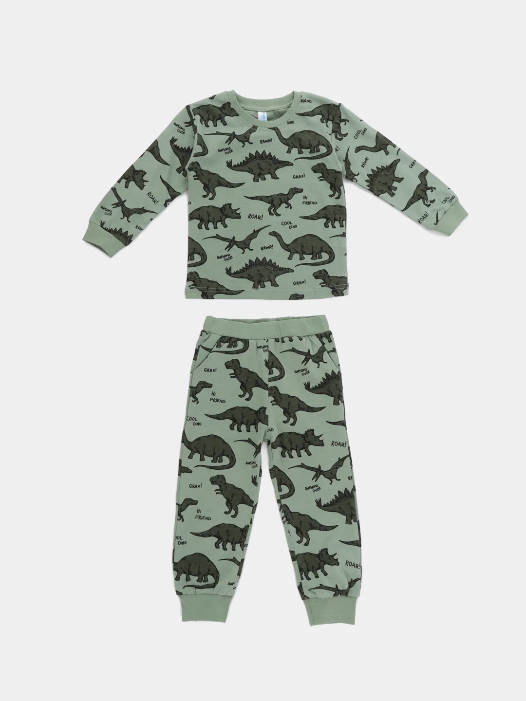 Зелёный хаки хлопковая пижама для мальчика, рост 92-110 см, 2-5 лет, 6 расцветок