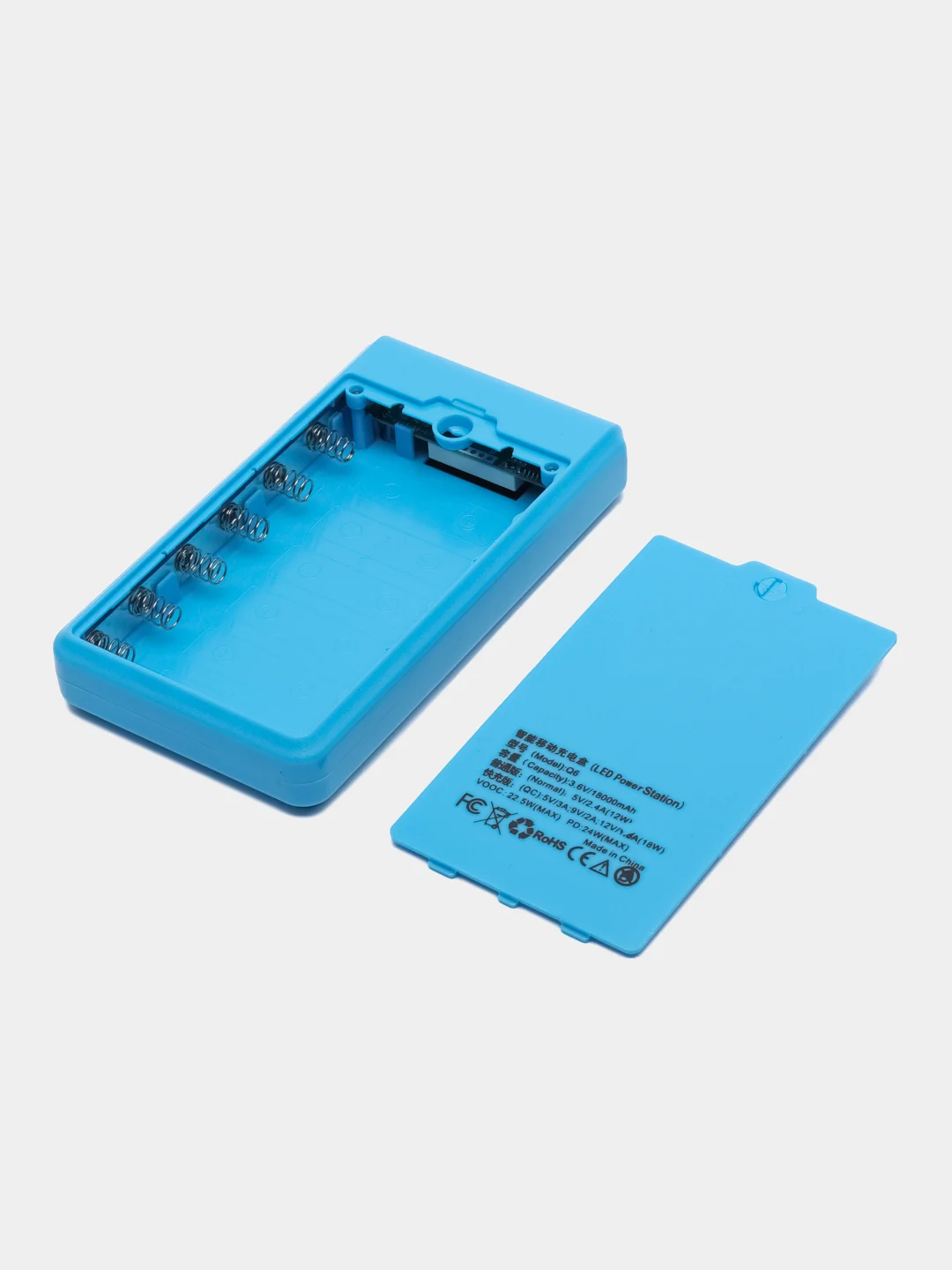 Синий корпус для внешних 6 аккумуляторных батарей 18650 Power Bank с цифровым дисплеем. J-get