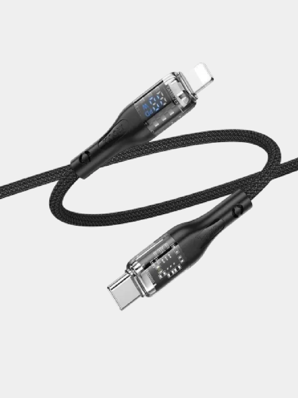 Кабель Hoco U115 с Type-C на Lightning 20W для зарядки и передачи данных с LED-ДИСПЛЕЕМ
