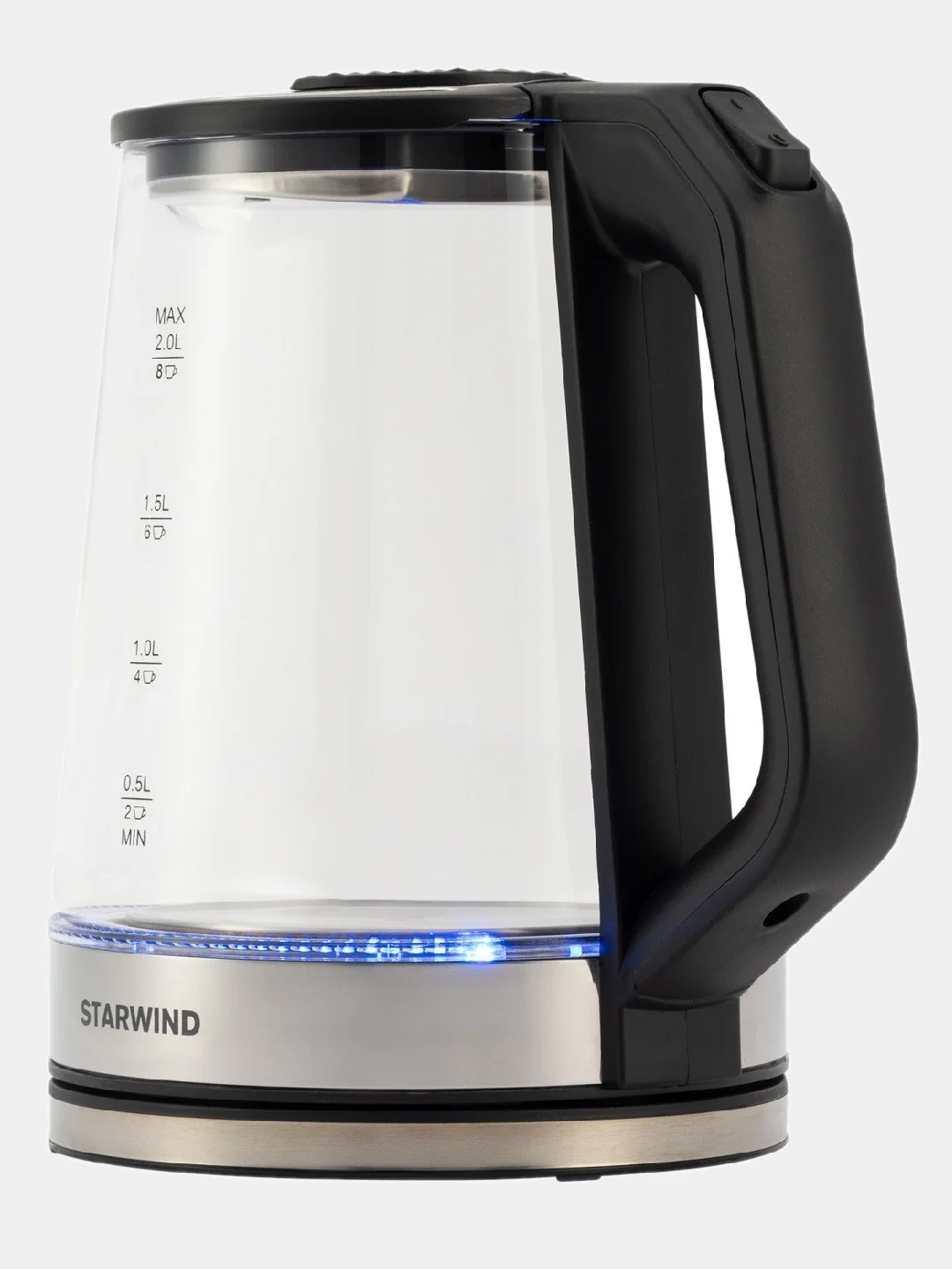 Чайник электрический StarWind SKG5778, 2000 Вт, черный и прозрачный