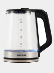 Чайник электрический StarWind SKG5778, 2000 Вт, черный и прозрачный