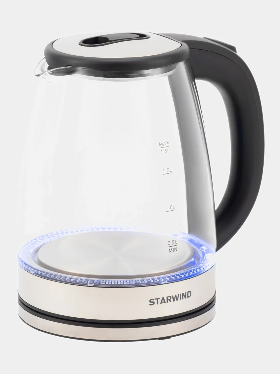 Чайник электрический StarWind SKG4777, 2000 Вт, черный и прозрачный