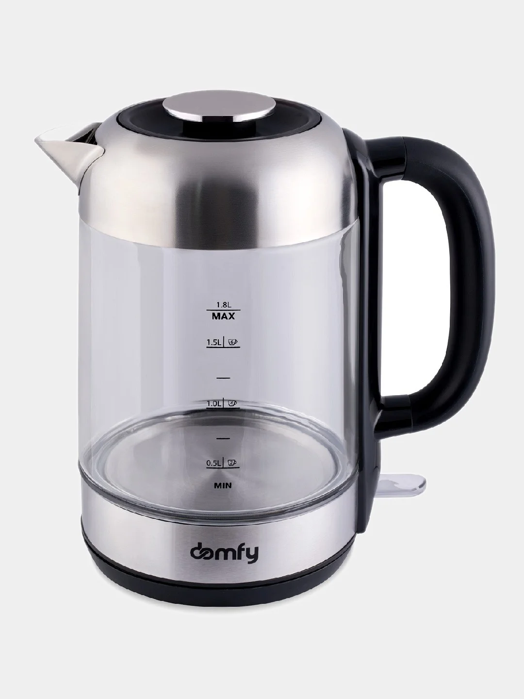 Чайник электрический DOMFY DSM-EK401, 2200 Вт, черный и прозрачный