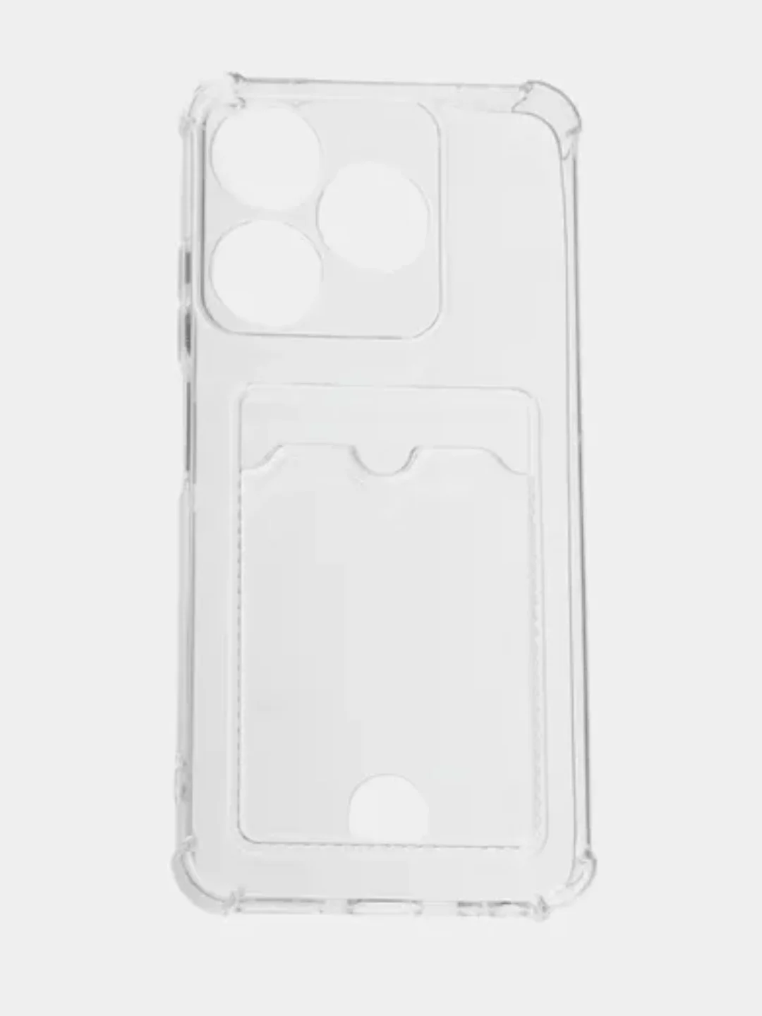 Фуксия чехол для Tecno Spark 8C / GO 2022, 10 / 10C прозрачный с карманом для карты