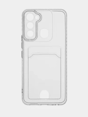 Чехол для Tecno Spark 8C / GO 2022, 10 / 10C прозрачный с карманом для карты