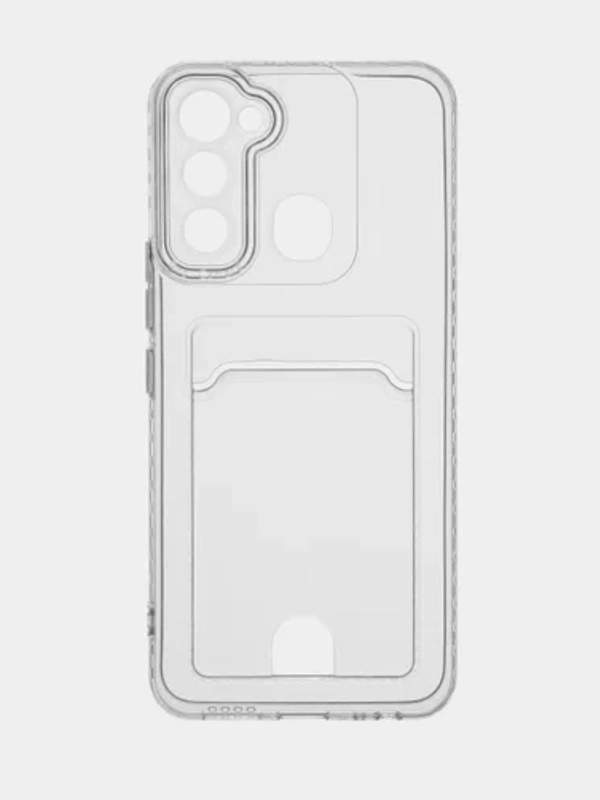 Чехол для Tecno Spark 8C / GO 2022, 10 / 10C прозрачный с карманом для карты
