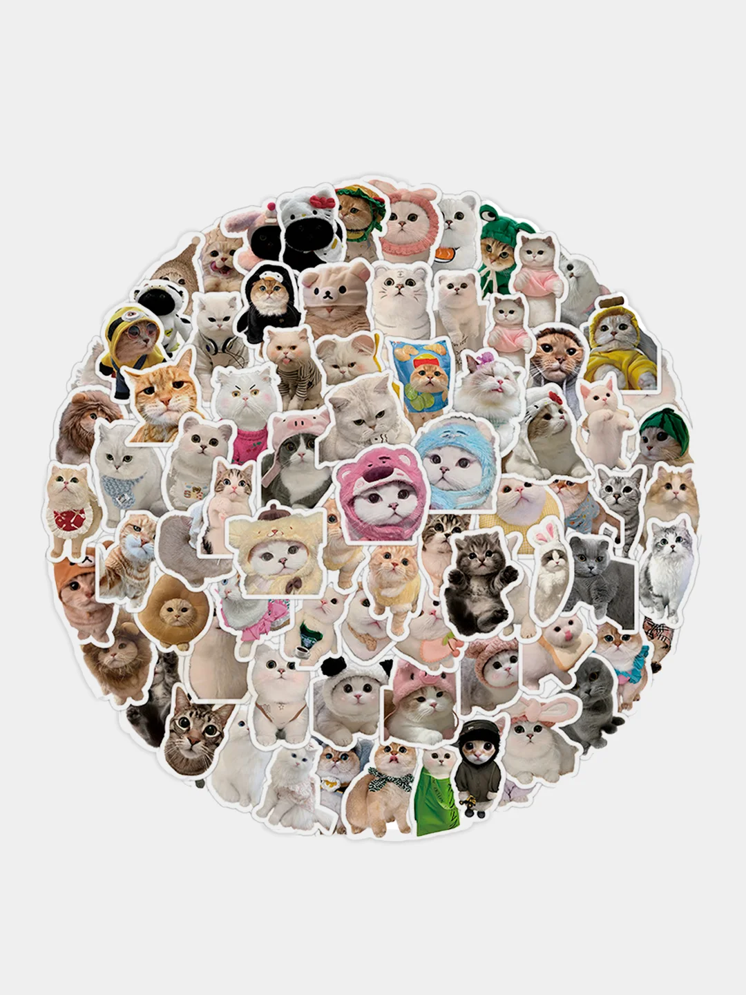 Молочный стикеры "Котики", "Кот-акула", 100 штук, мемы, собаки
