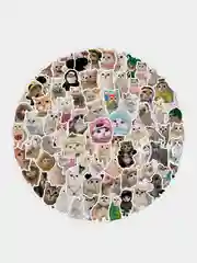 Молочный стикеры "Котики", "Кот-акула", 100 штук, мемы, собаки