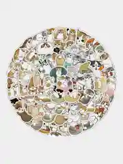 Бежевый стикеры "Котики", "Кот-акула", 100 штук, мемы, собаки