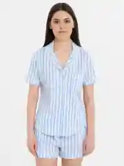Пижама женская, с шортами, в полоску, весенняя, хлопковая