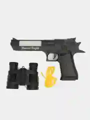 Черный пистолет "Desert Eagle" с биноклем в чемодане, свет + звук