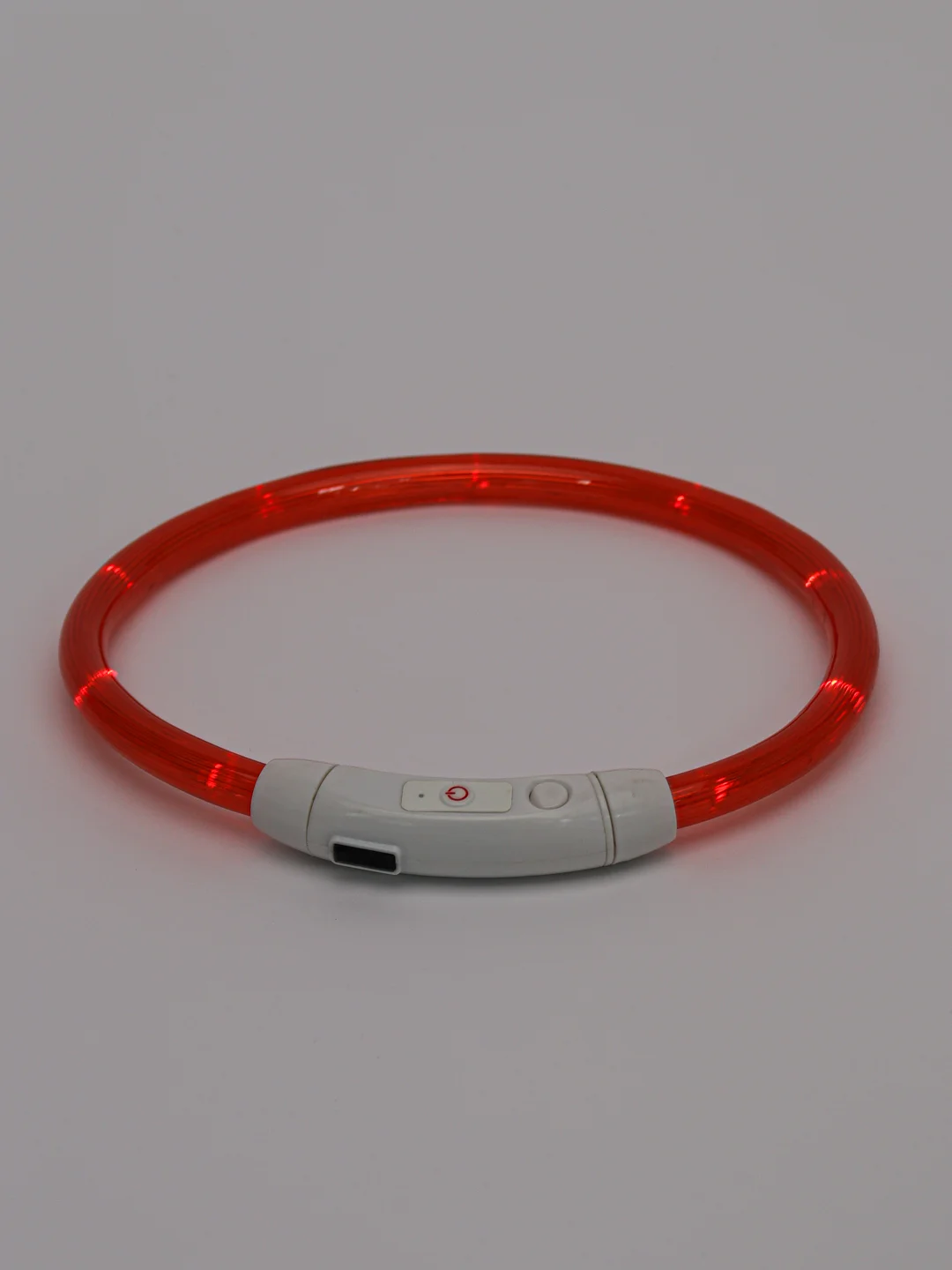 Красный светящийся ошейник силиконовый для собак на USB зарядке