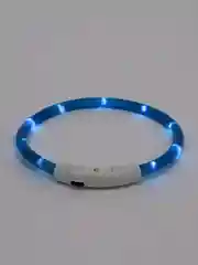 Синий светящийся  ошейник силиконовый для собак на USB зарядке