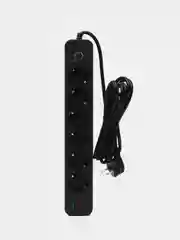 Черный сетевой фильтр-удлинитель 3метра с USB и Type-C портами, кнопкой выключения, черный