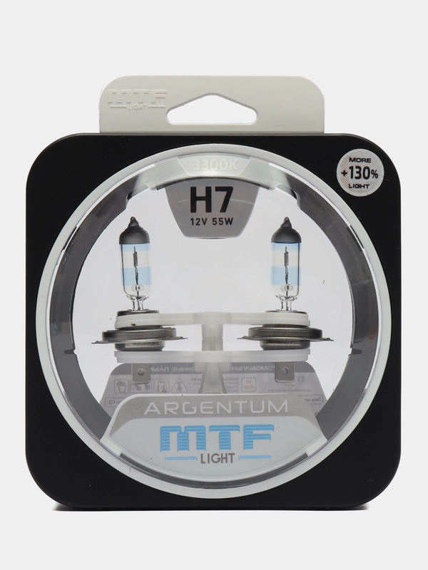 Автомобильная галогеновая лампа MTF H7 12V55W Argentum+130% 3300K (Корея), 2 шт комплект