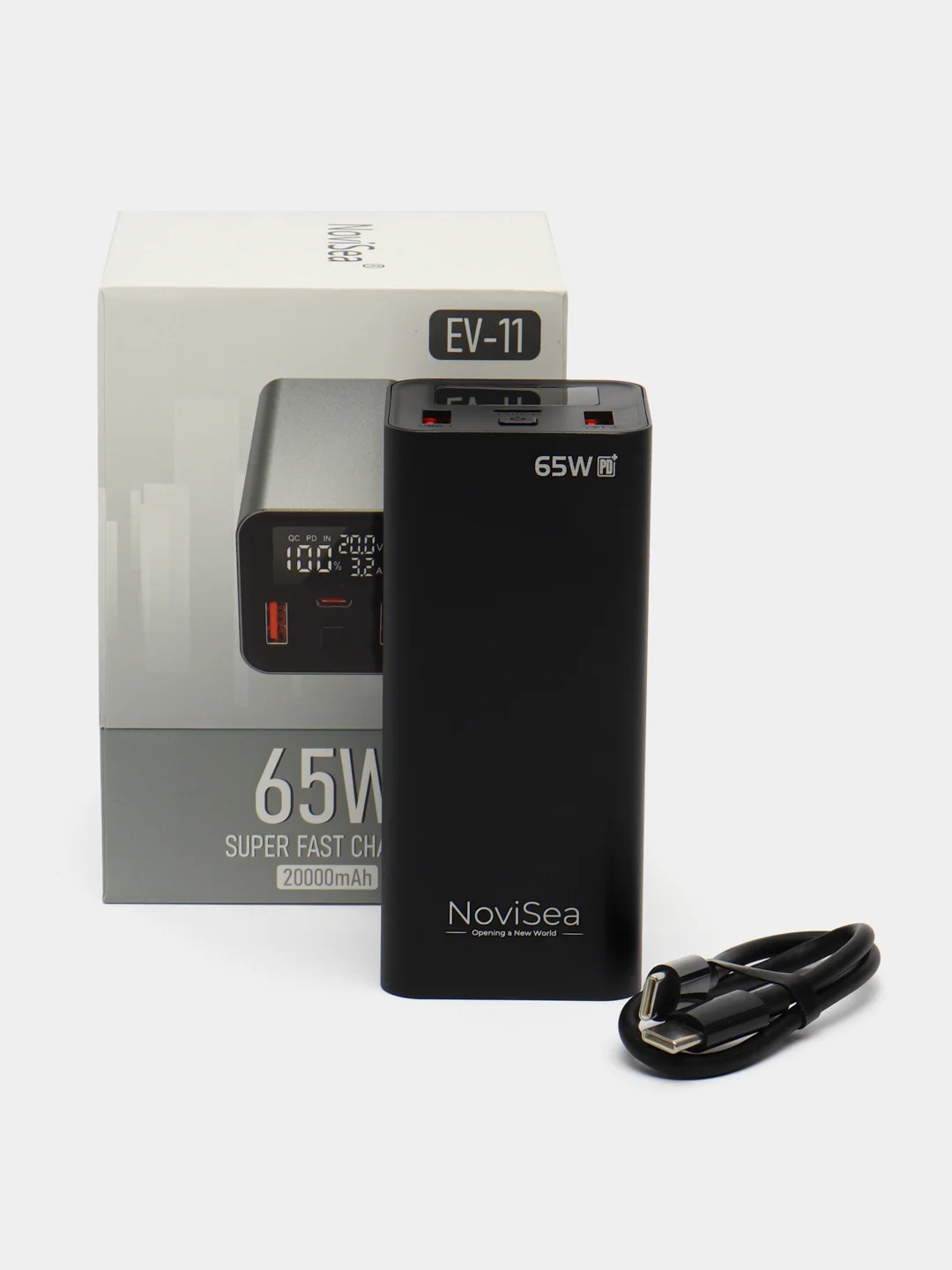 Черный внешний аккумулятор (Power bank) NoviSea EV-11 20000 mAh