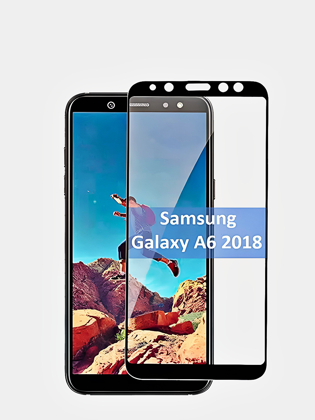 Защитное стекло Samsung Galaxy A6 2018, самсунг а 6 2018 черная рамка  купить по цене 99 ₽ в интернет-магазине Магнит Маркет