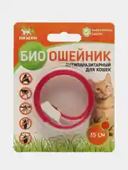Красный биоошейник от паразитов "ПИЖОН" для кошек от блох и клещей, 35 см
