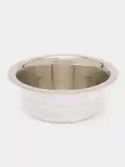 Белый миска металлическая двойная на подставке для кошки и собак