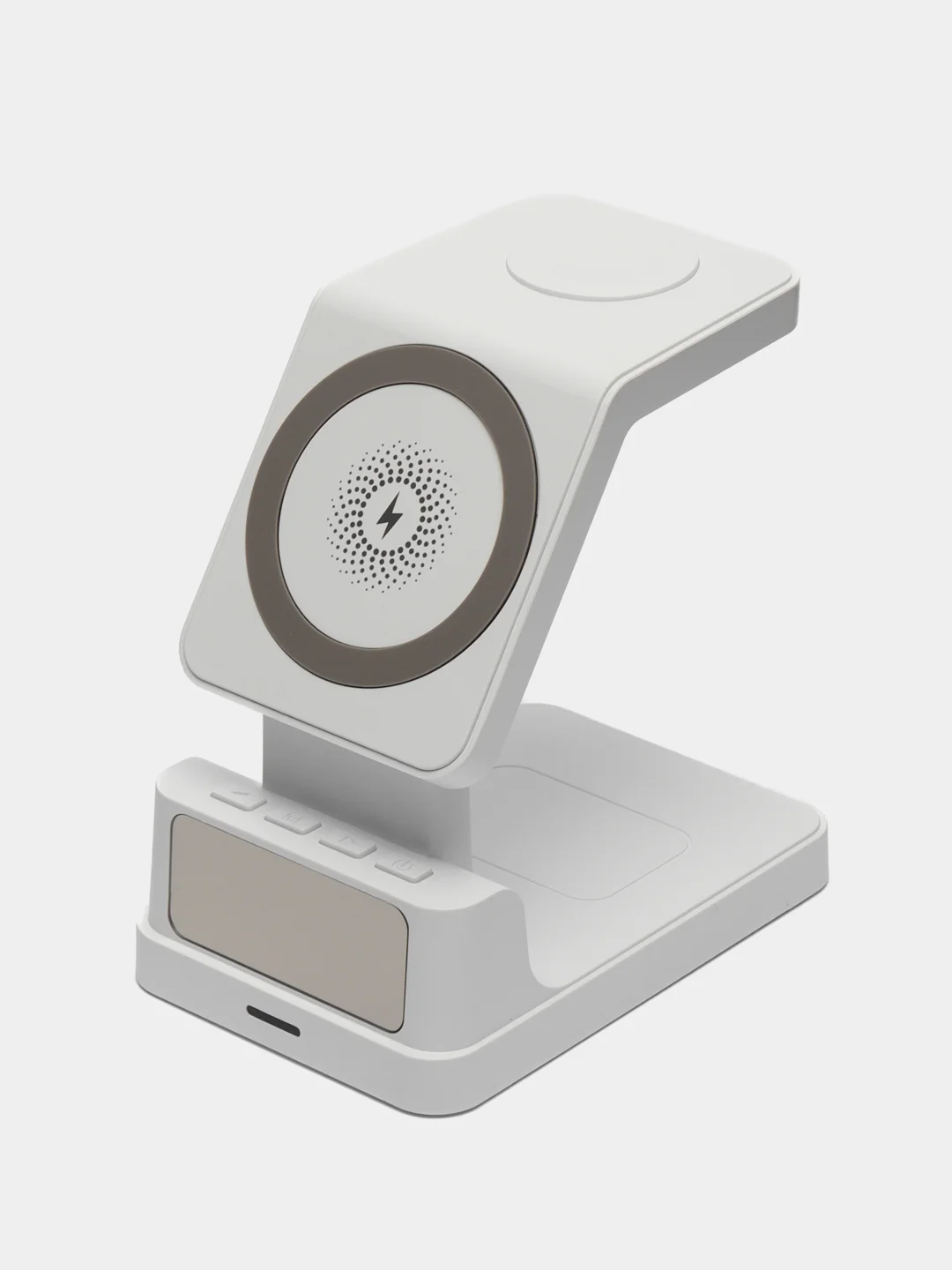 Белый беспроводная зарядка  док-станция Wireless Charger с часами HT328