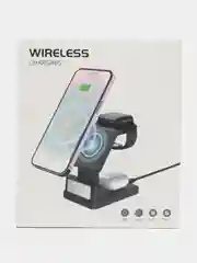 Белый беспроводная зарядка  док-станция Wireless Charger с часами HT328