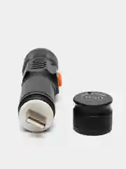 Черный фонарь LED светодиодный, аккумуляторный, с USB зарядкой от сети