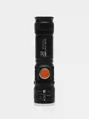 Черный фонарь LED светодиодный, аккумуляторный, с USB зарядкой от сети