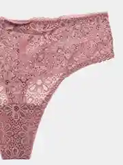 Коралловый меланж женские трусы стринги кружевные. Состав ткани нейлон 84% и спандекс 16%