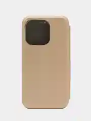 Золотой чехол-книжка на магните для iPhone 15 / 15 Pro / 15 Pro Max