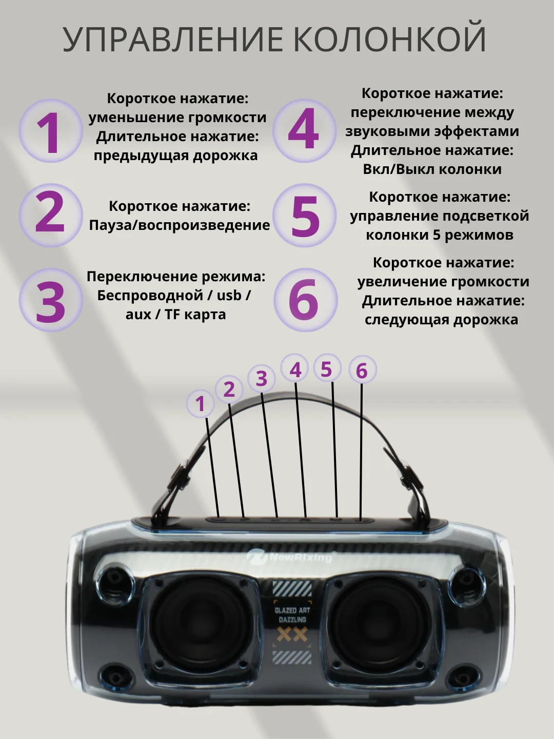 Синий портативная музыкальная караоке, колонка с подсветкой и микрофоном, подарок